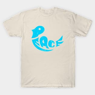 Vintage 1960's Peace Word Shape Dove (Blue) T-Shirt